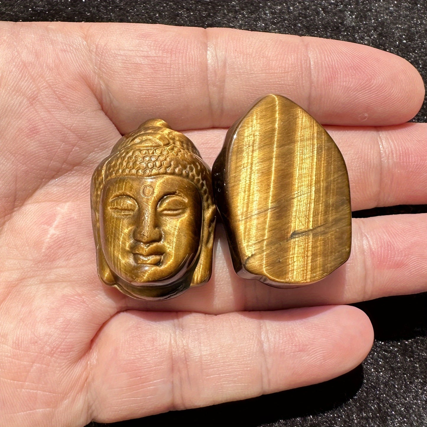 1pc Natural Tiger Eye Buddha Head Carving