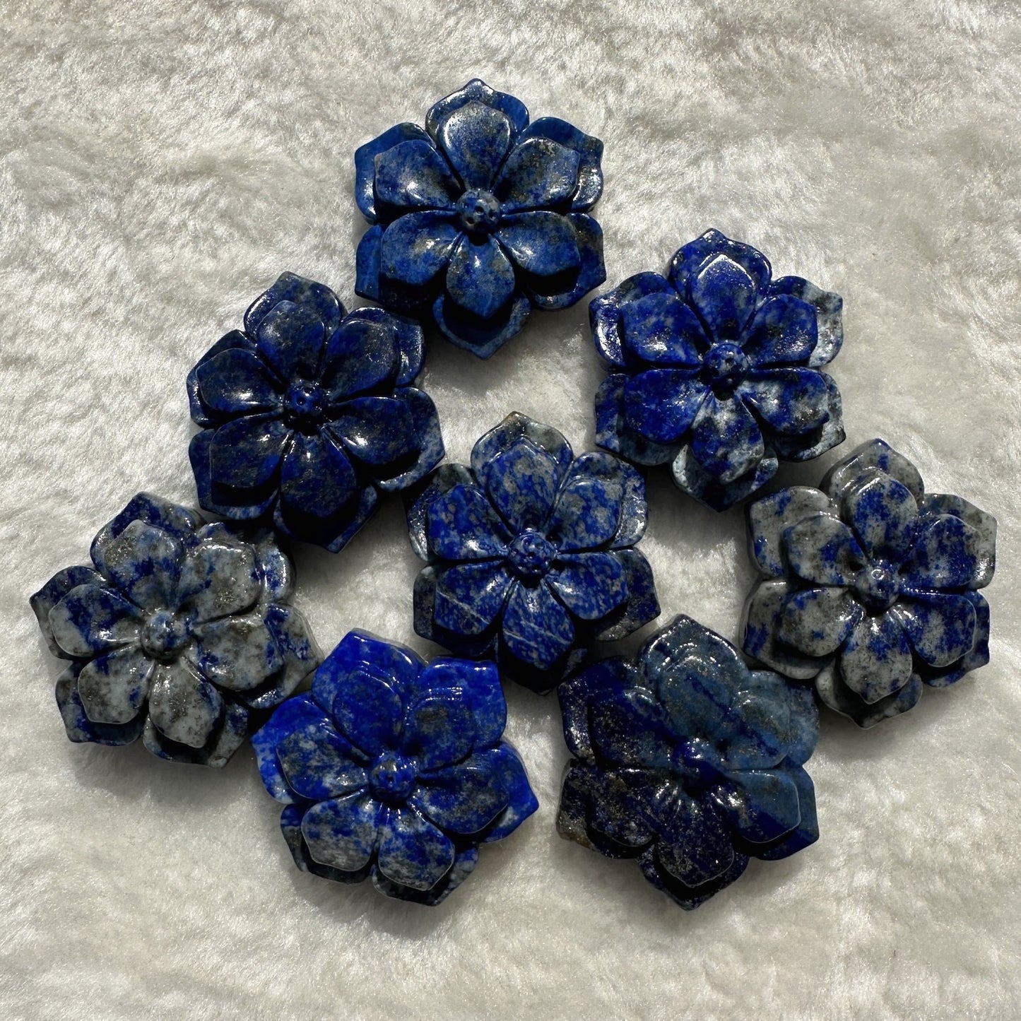 1pc Natural Lapis Lazuli Flower Carving