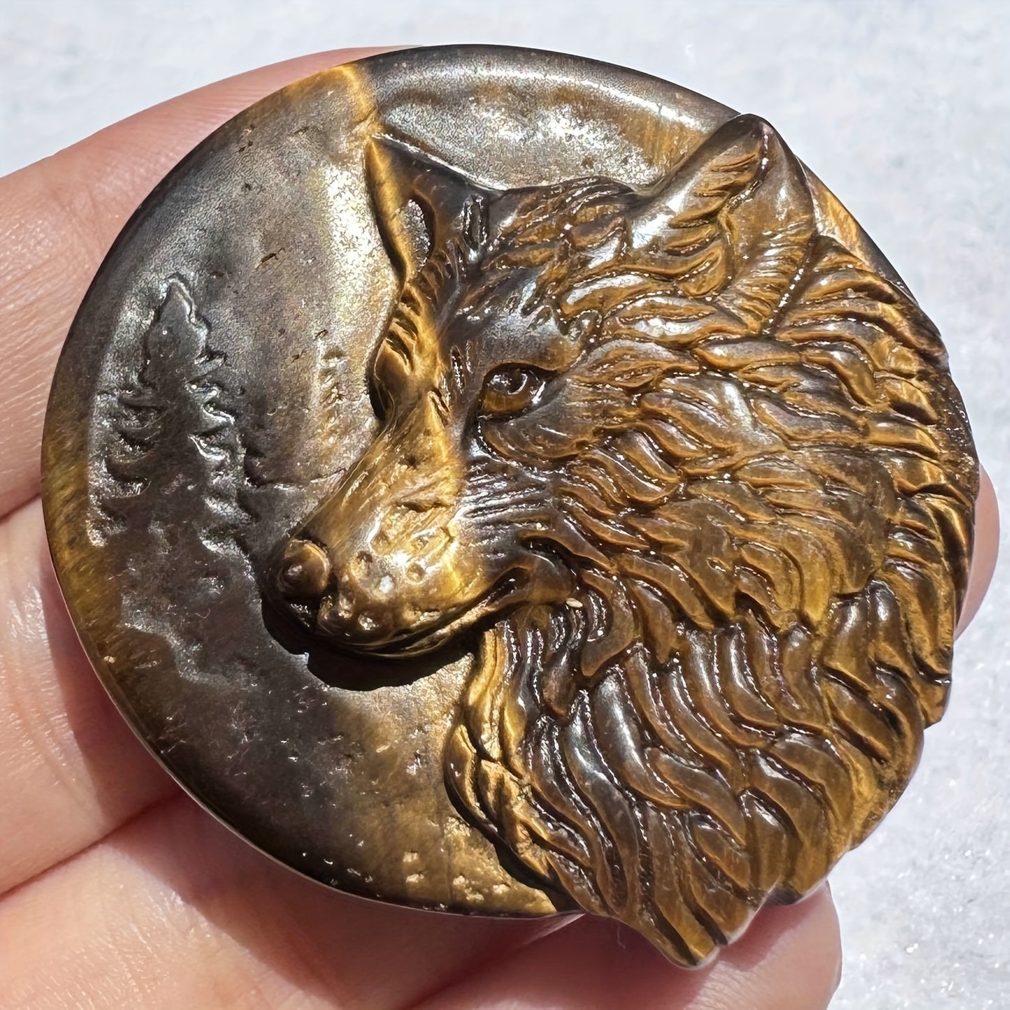 Natural Tiger Eye Animal Carving: Lion, Tiger, Wolf