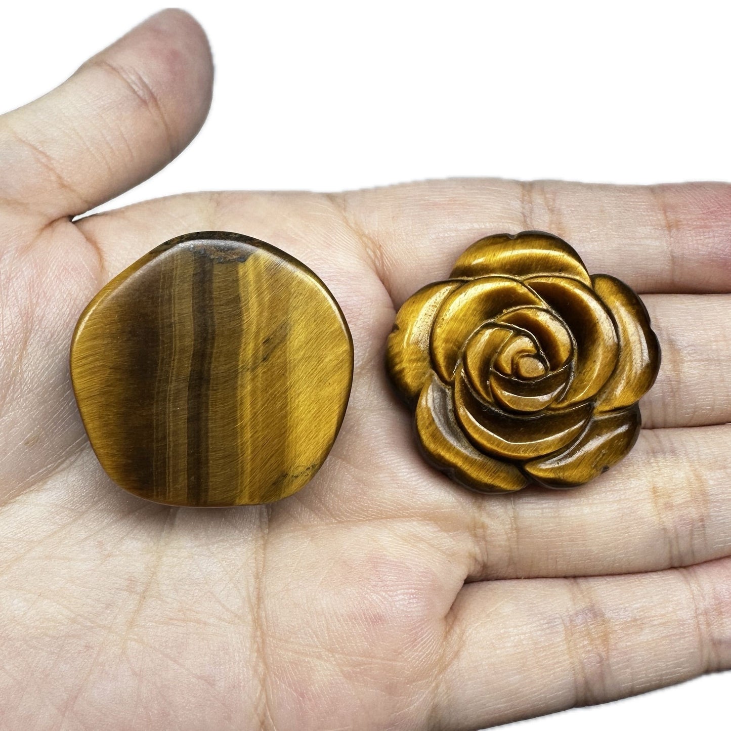 1pc Natural Tiger Eye Rose Carving