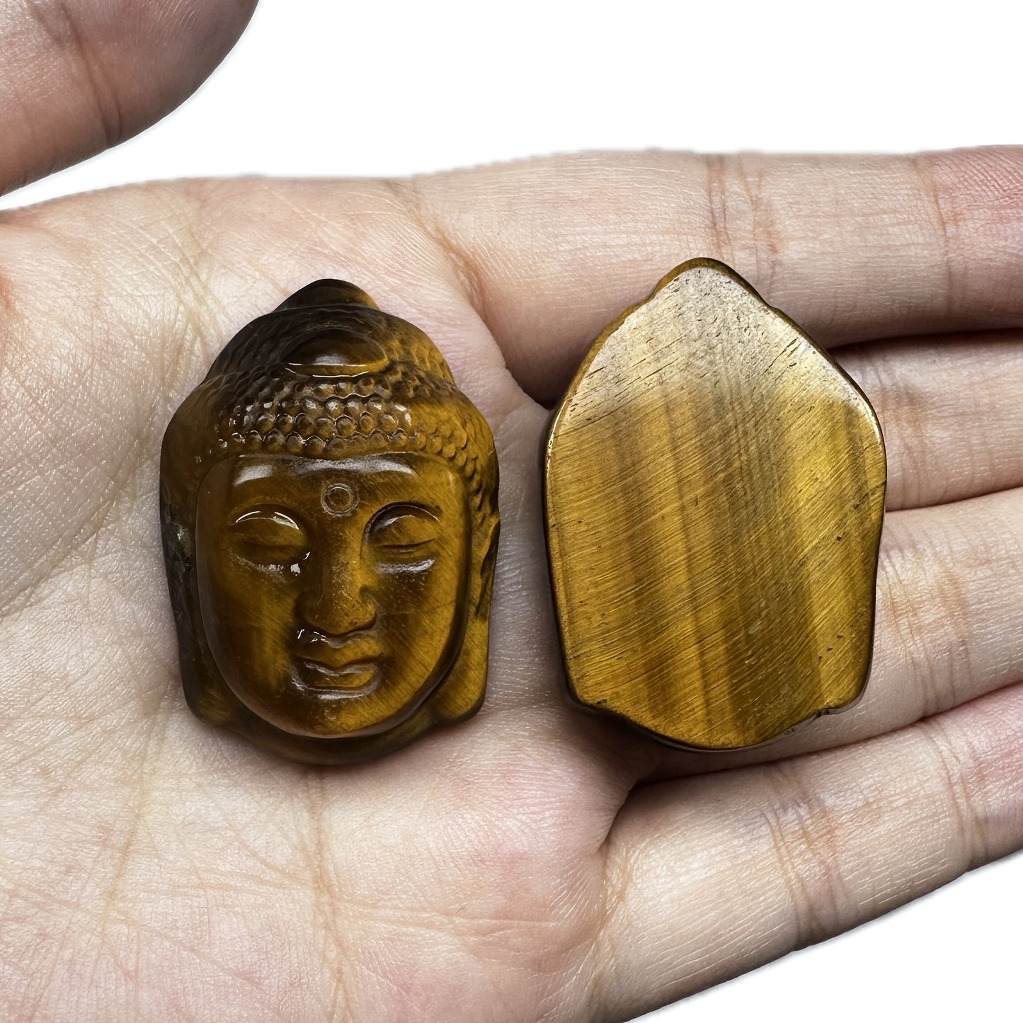 1pc Natural Tiger Eye Buddha Head Carving