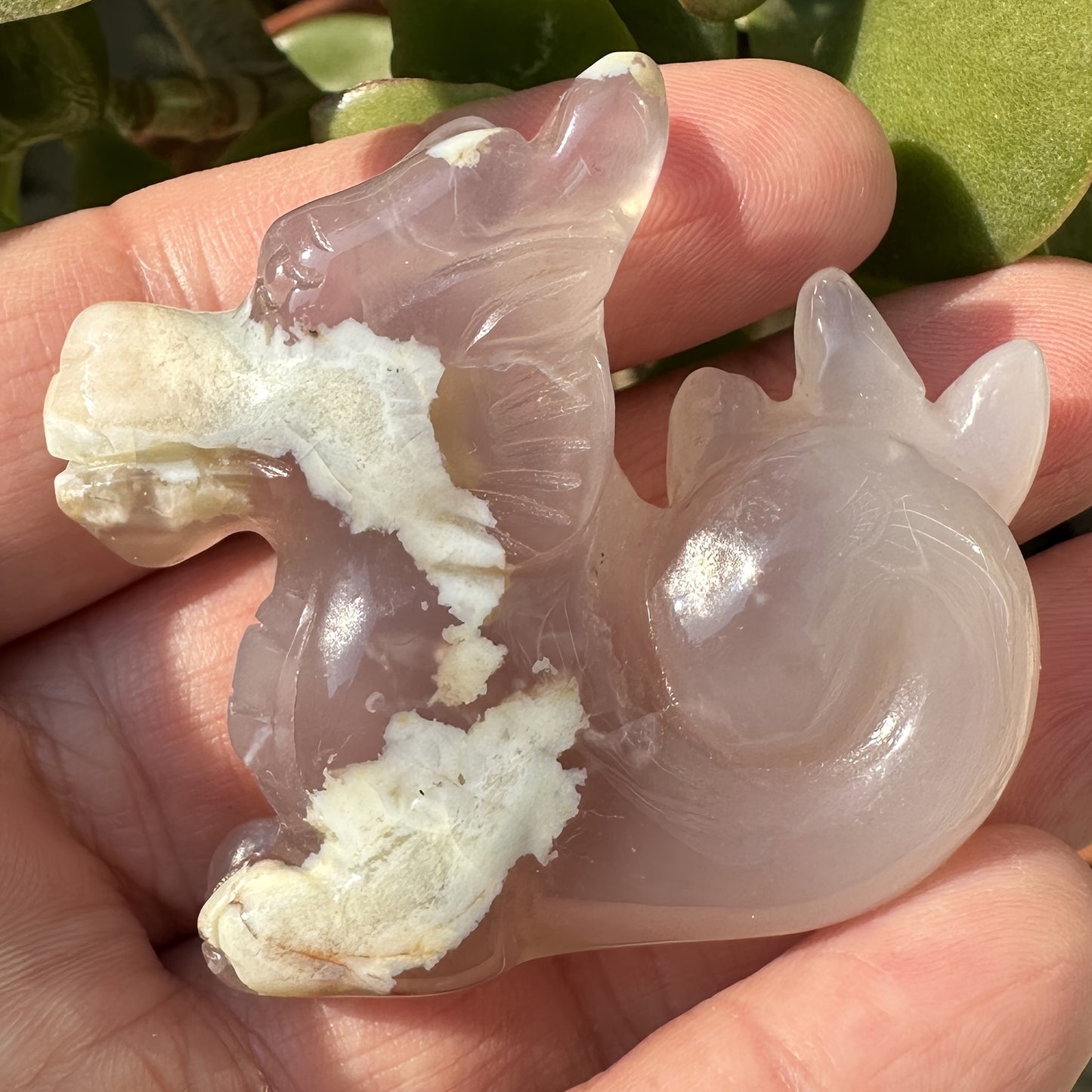 1pc Natural Flower Agate Animal Carving