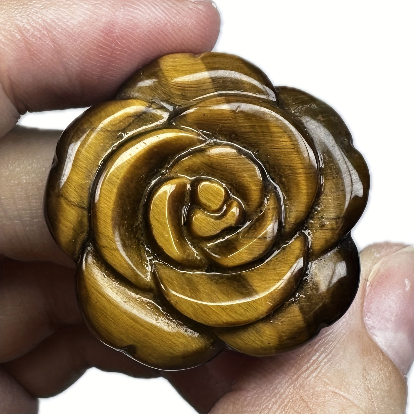 1pc Natural Tiger Eye Rose Carving