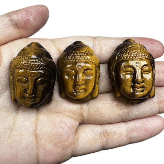 1pc Natural Tiger Eye Buddha Head Carving