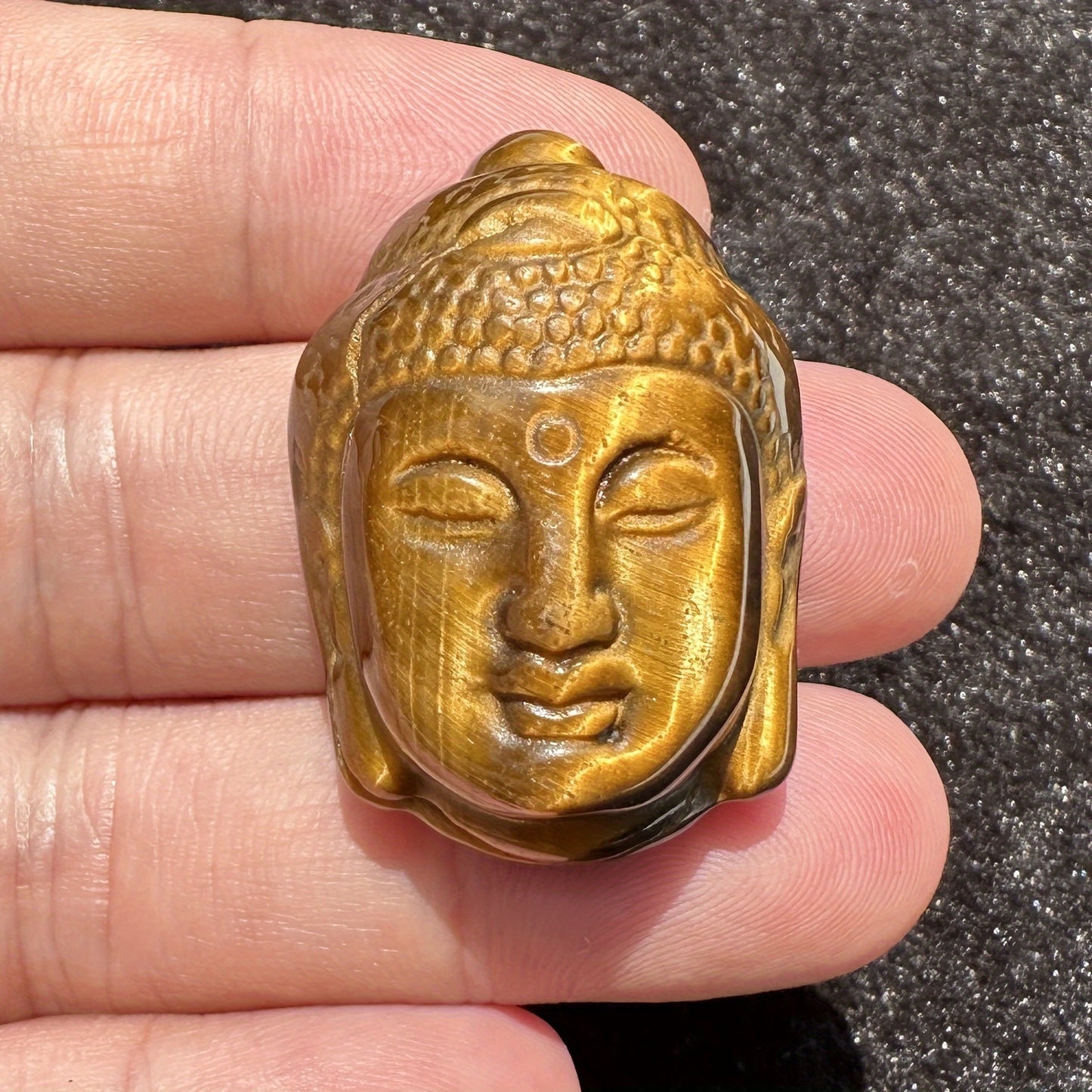 1pc Natural Tiger Eye Buddha Head Carving