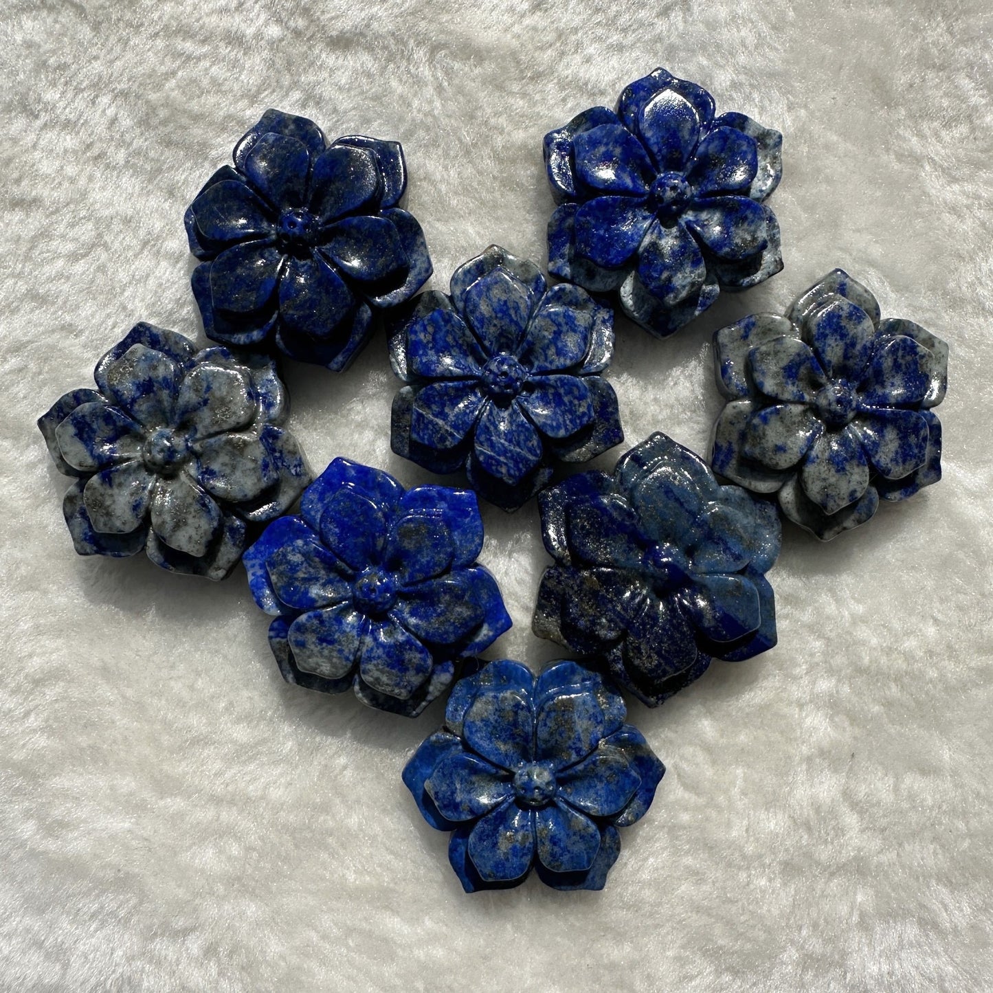 1pc Natural Lapis Lazuli Flower Carving