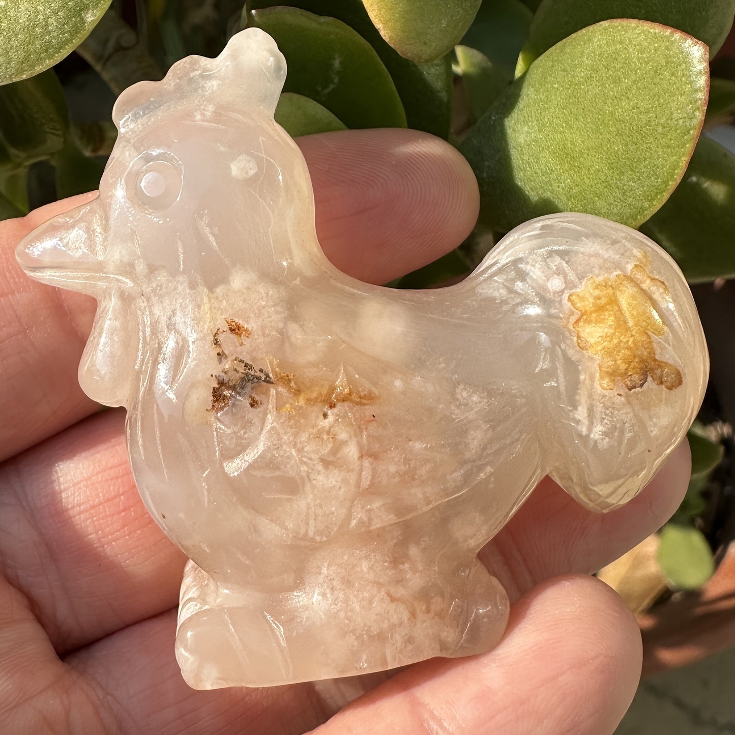 1pc Natural Flower Agate Animal Carving