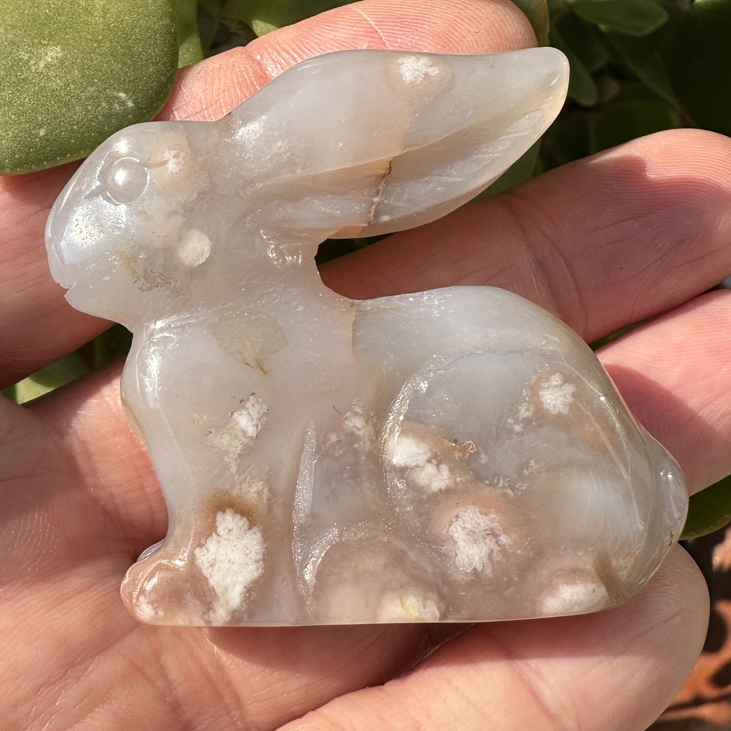 1pc Natural Flower Agate Animal Carving