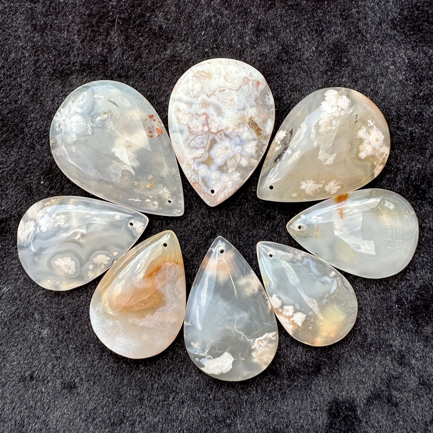 1pc Natural Flower Agate Tear Drop Pendant