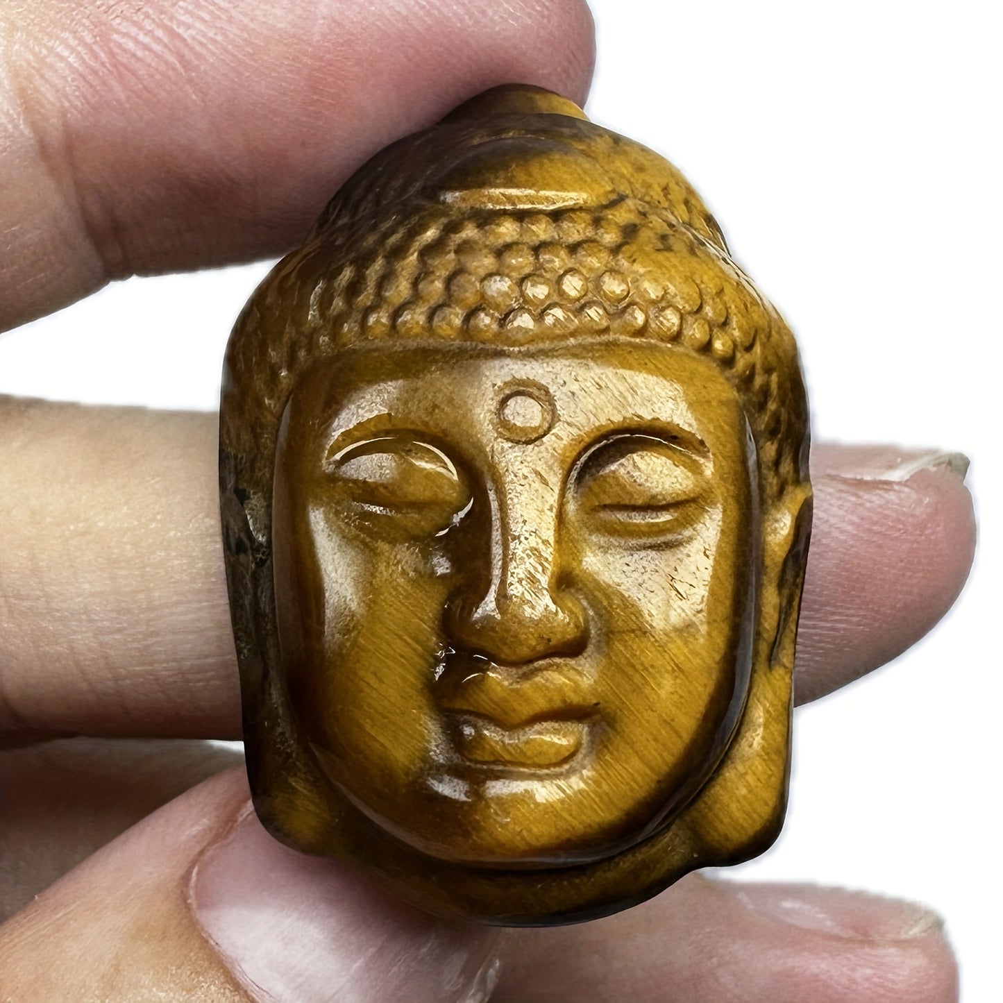 1pc Natural Tiger Eye Buddha Head Carving