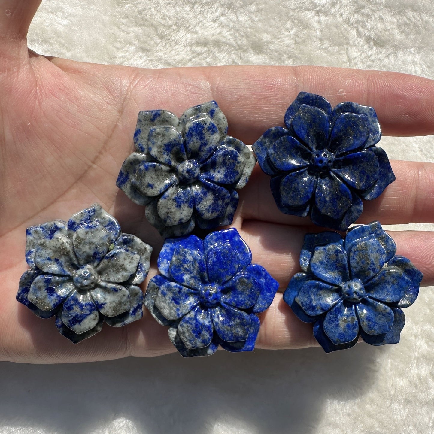 1pc Natural Lapis Lazuli Flower Carving