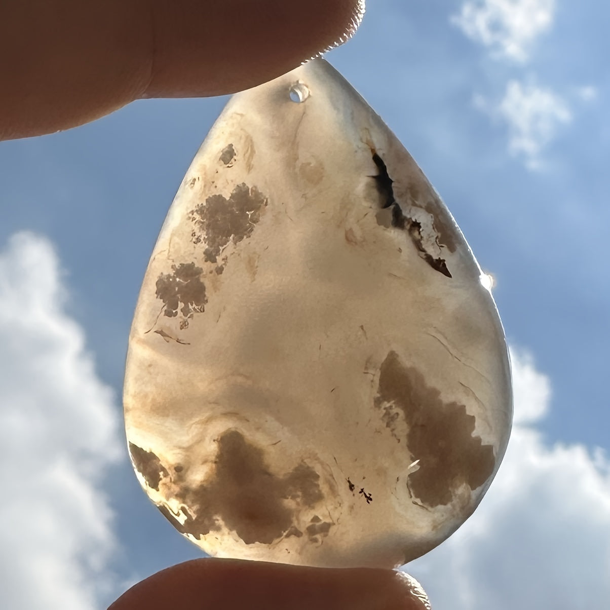 1pc Natural Flower Agate Tear Drop Pendant