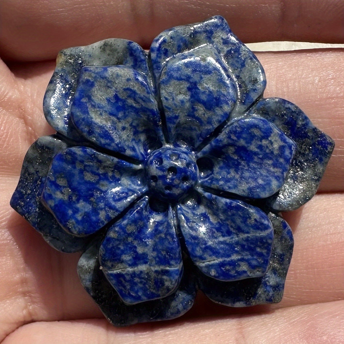 1pc Natural Lapis Lazuli Flower Carving