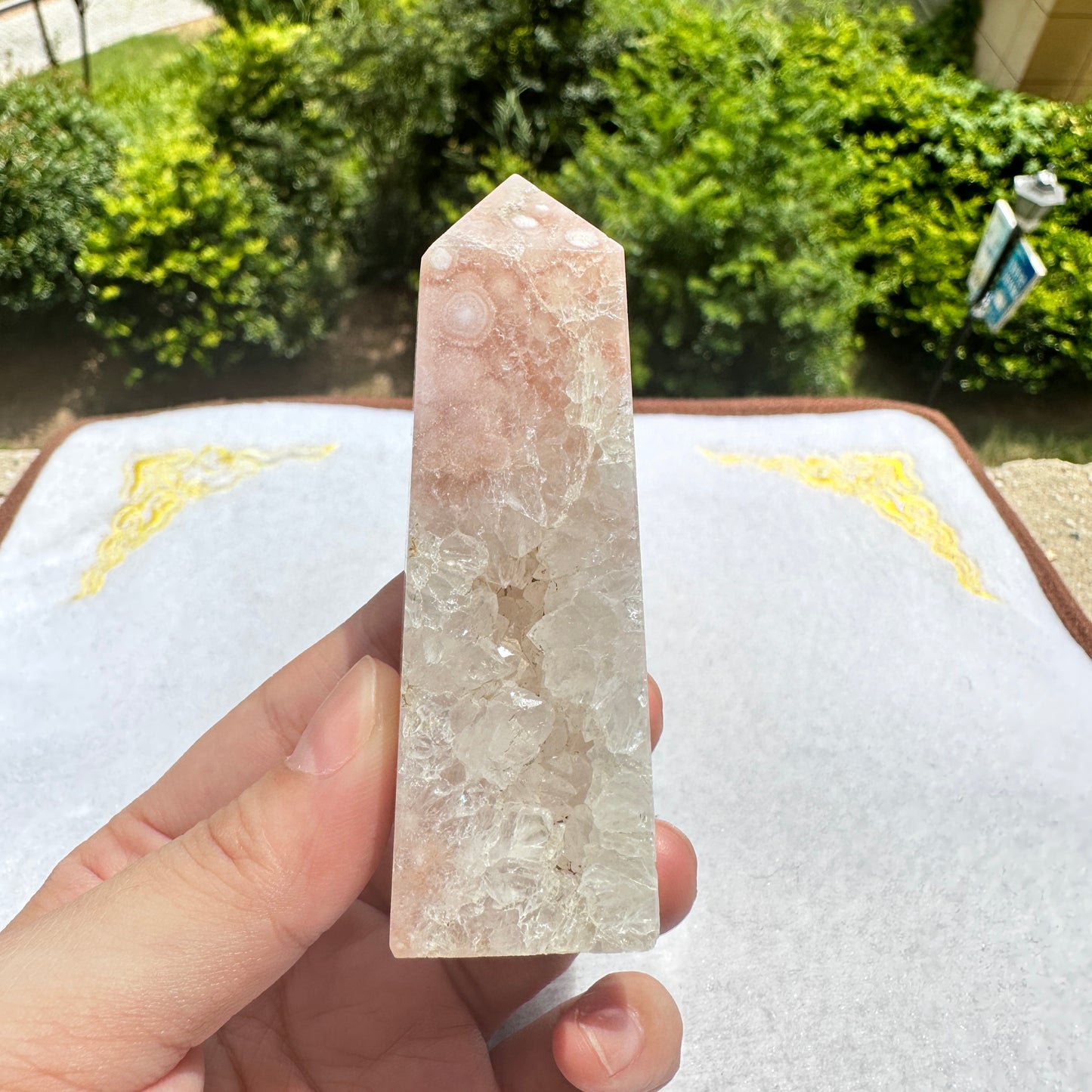 Natural Purple Flower Agate Crystal Point