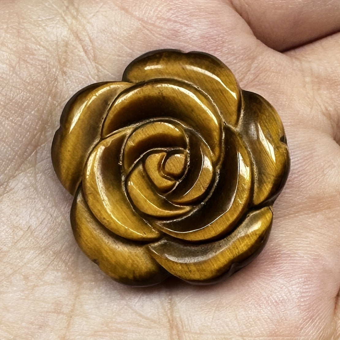 1pc Natural Tiger Eye Rose Carving