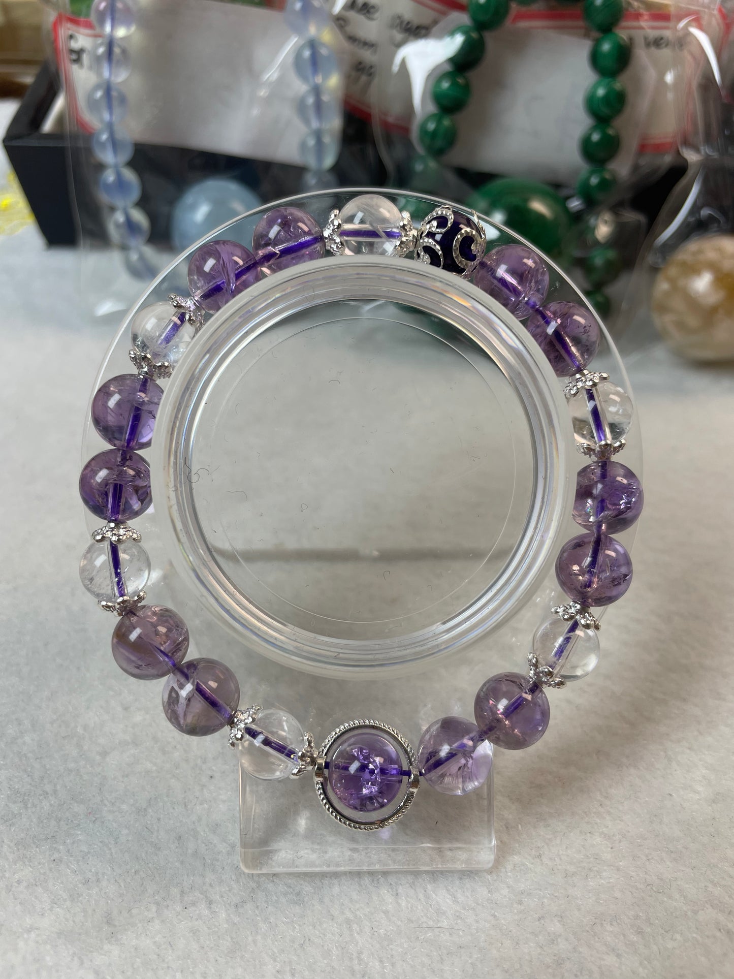 Purple azeztulite bracelet