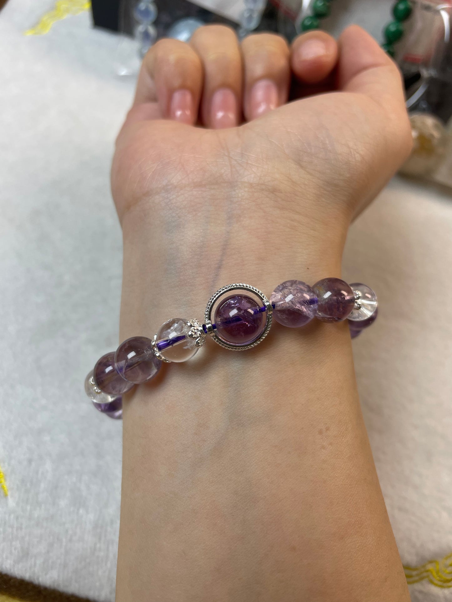 Purple azeztulite bracelet