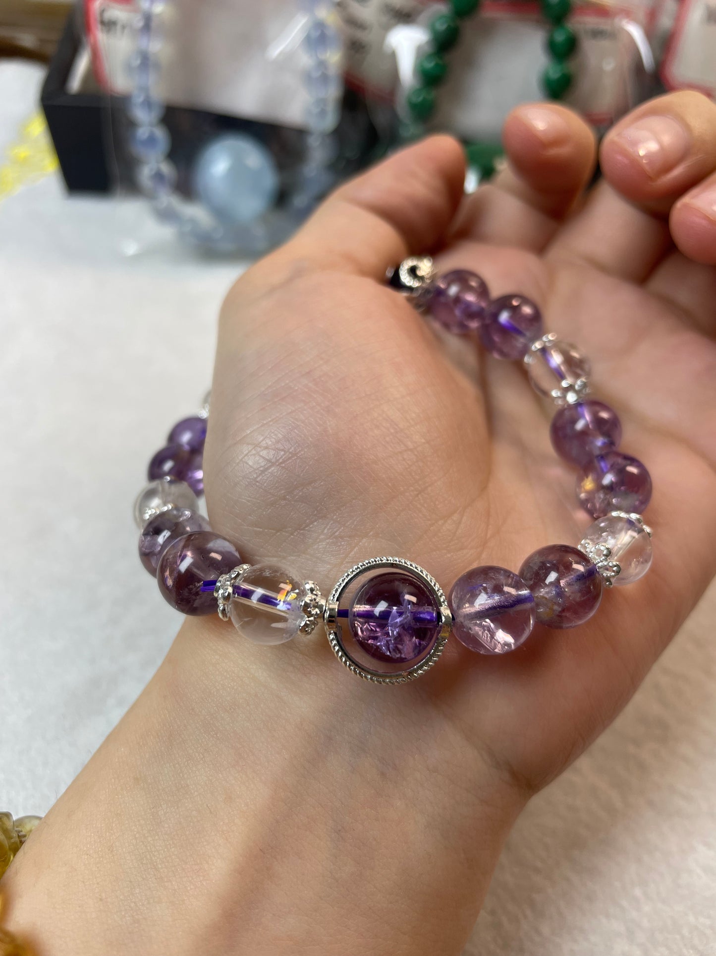 Purple azeztulite bracelet