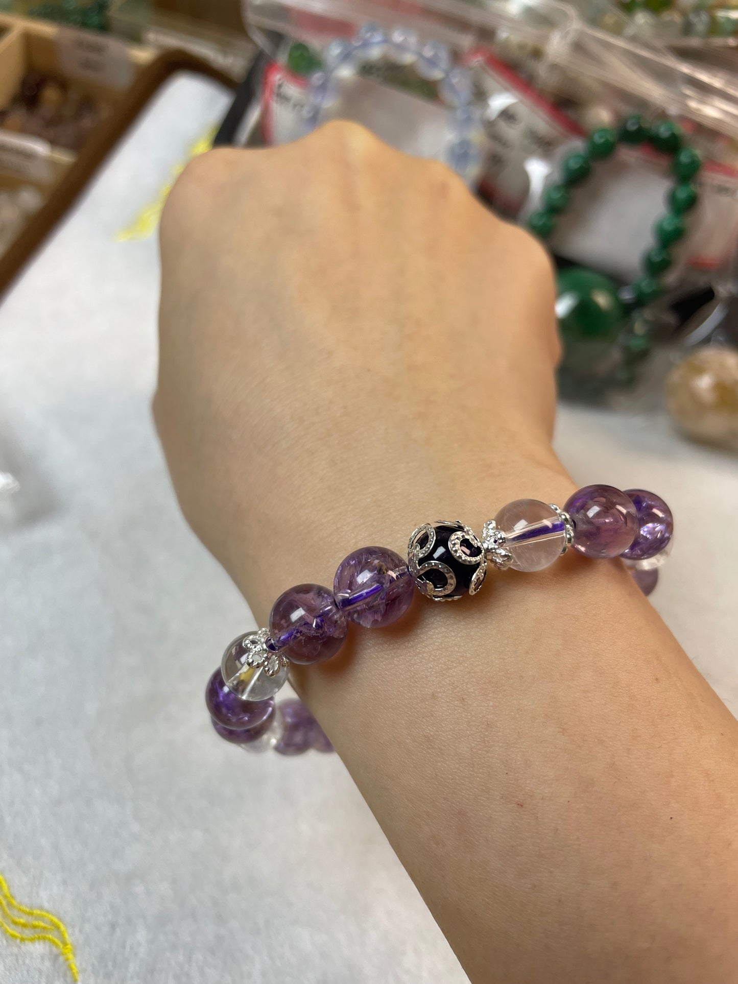 Purple azeztulite bracelet