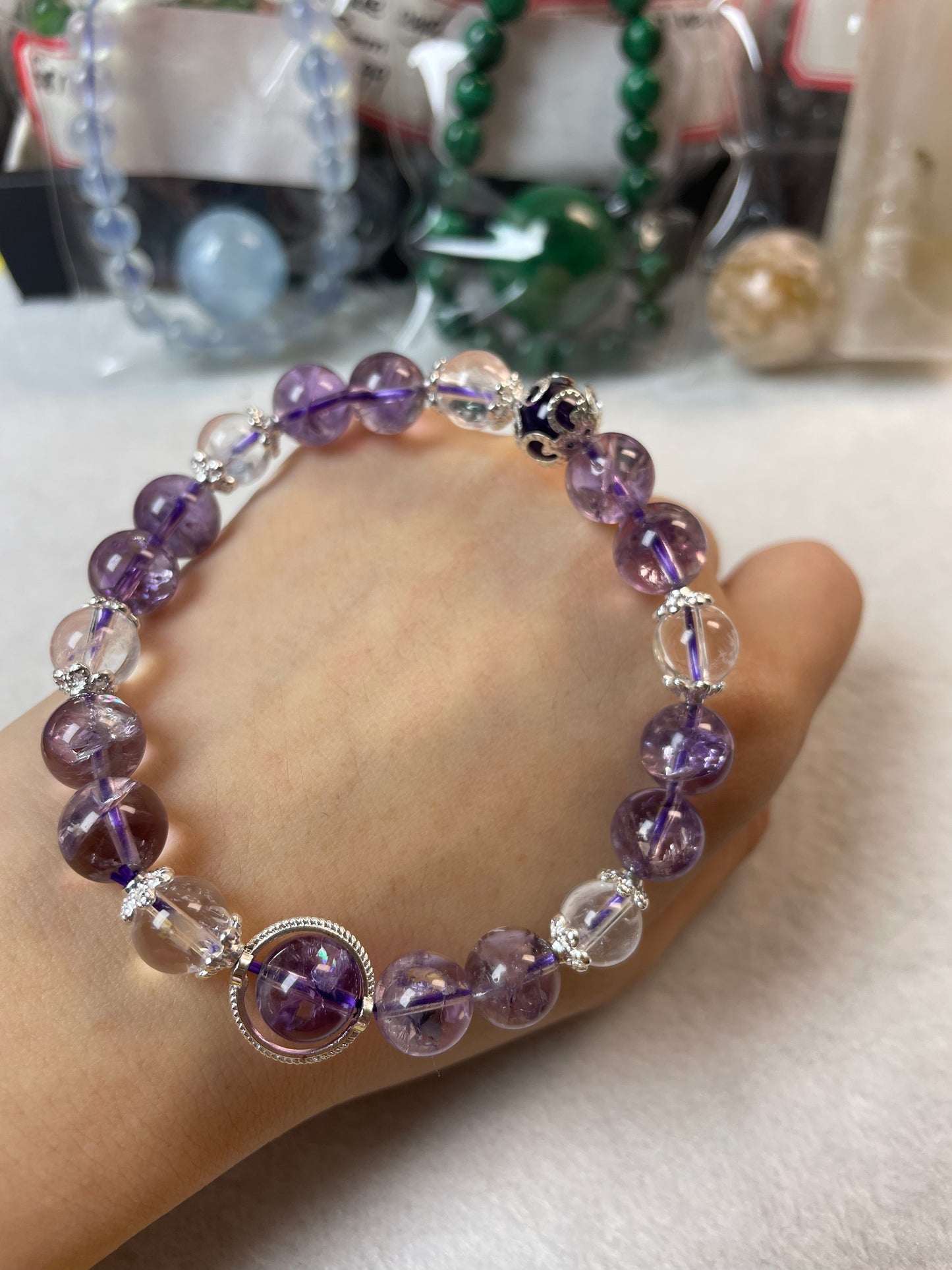 Purple azeztulite bracelet