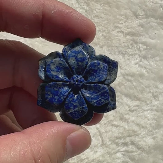 1pc Natural Lapis Lazuli Flower Carving